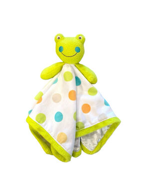 Baby Starters Polka Dot Frog Plush Lovey Rattle Toy Satin Back Security Blanket